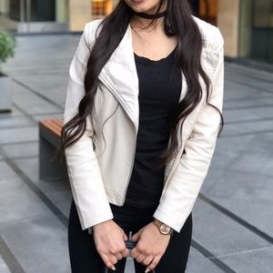 Cream colored leather jacket